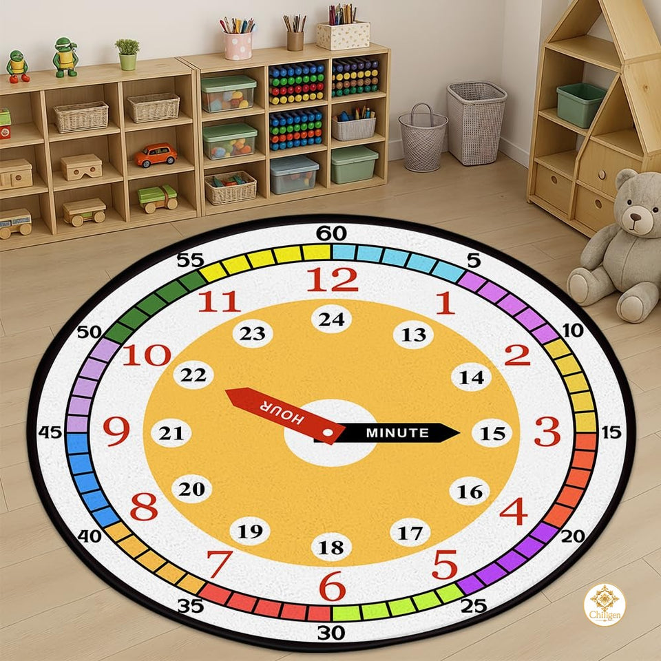 Custom Feelings Wheel Welcome Mat for Classroom and Office - Clock