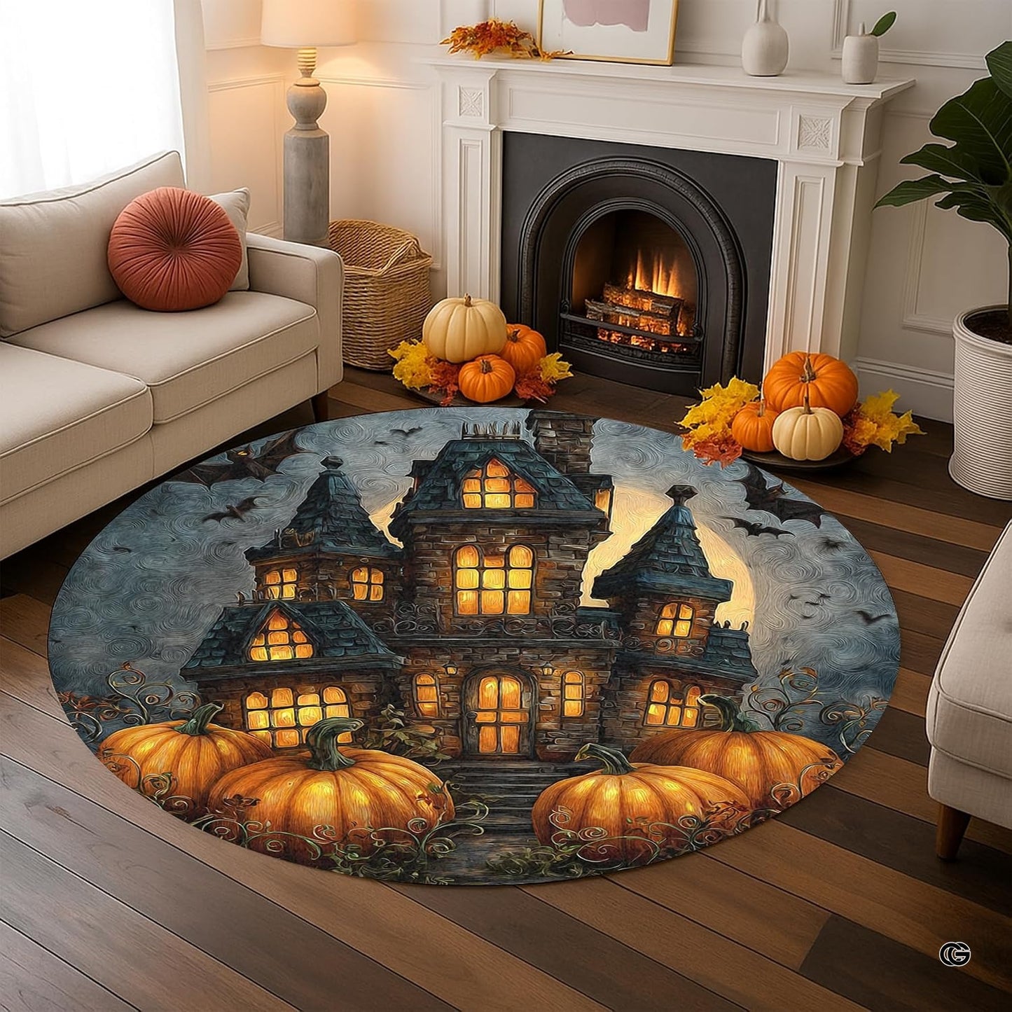 Custom Halloween 3D Optical Illusion Round Rug Skeleton Horror Area Rug (1, #4)