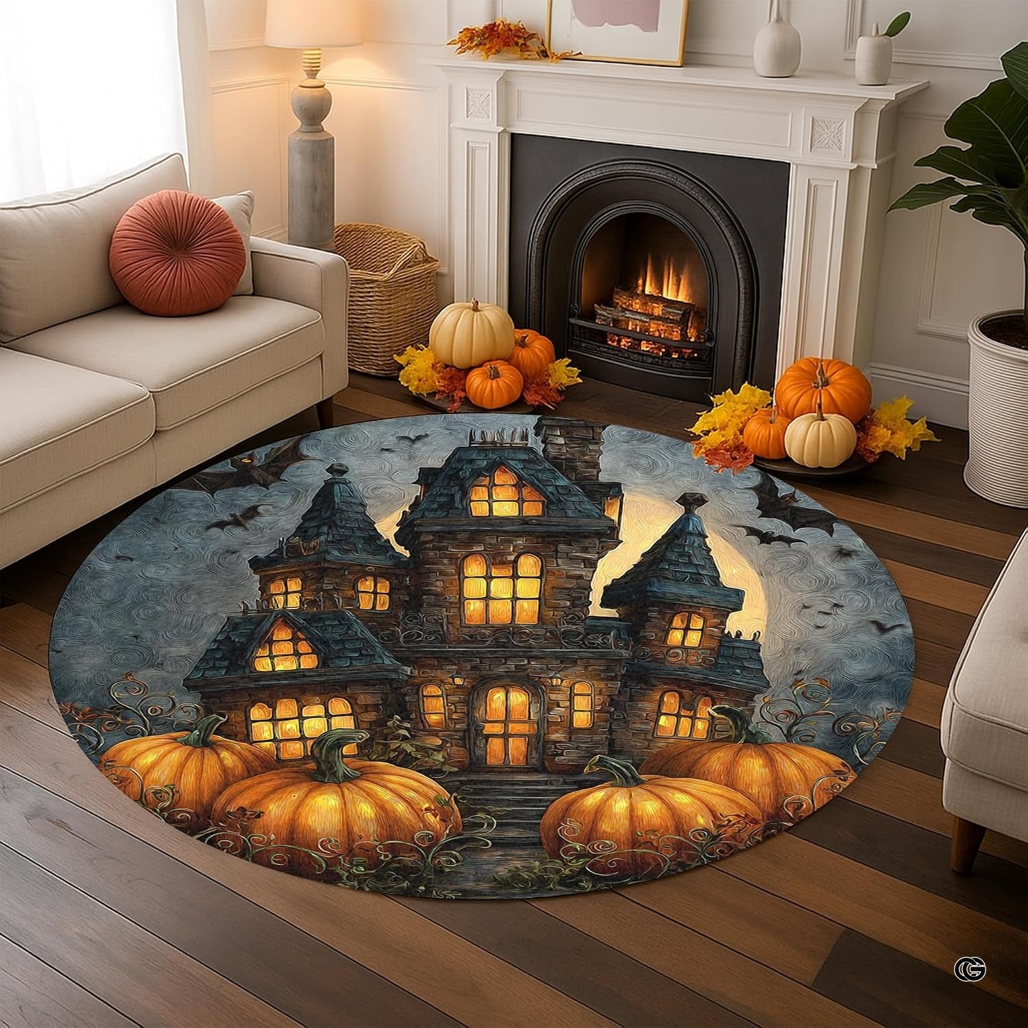 Custom Halloween 3D Optical Illusion Round Rug Skeleton Horror Area Rug (1, #4)
