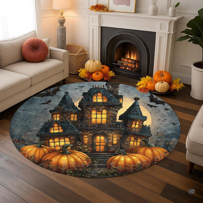 Custom Halloween 3D Optical Illusion Round Rug Skeleton Horror Area Rug (1, #4)