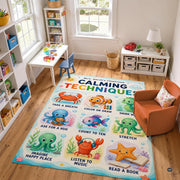 Personalized Teachers Classroom Rug, Custom Teacher Name Classroom Rules Area Rug, Feeling Chart Calming Corner Mat, Kindergarten Educational Back to School Class Decor (D8)