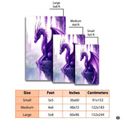 Overhead layout view of the rectangular purple dragon cliff castle fantasy area rug - thumbnail image 7 of 8