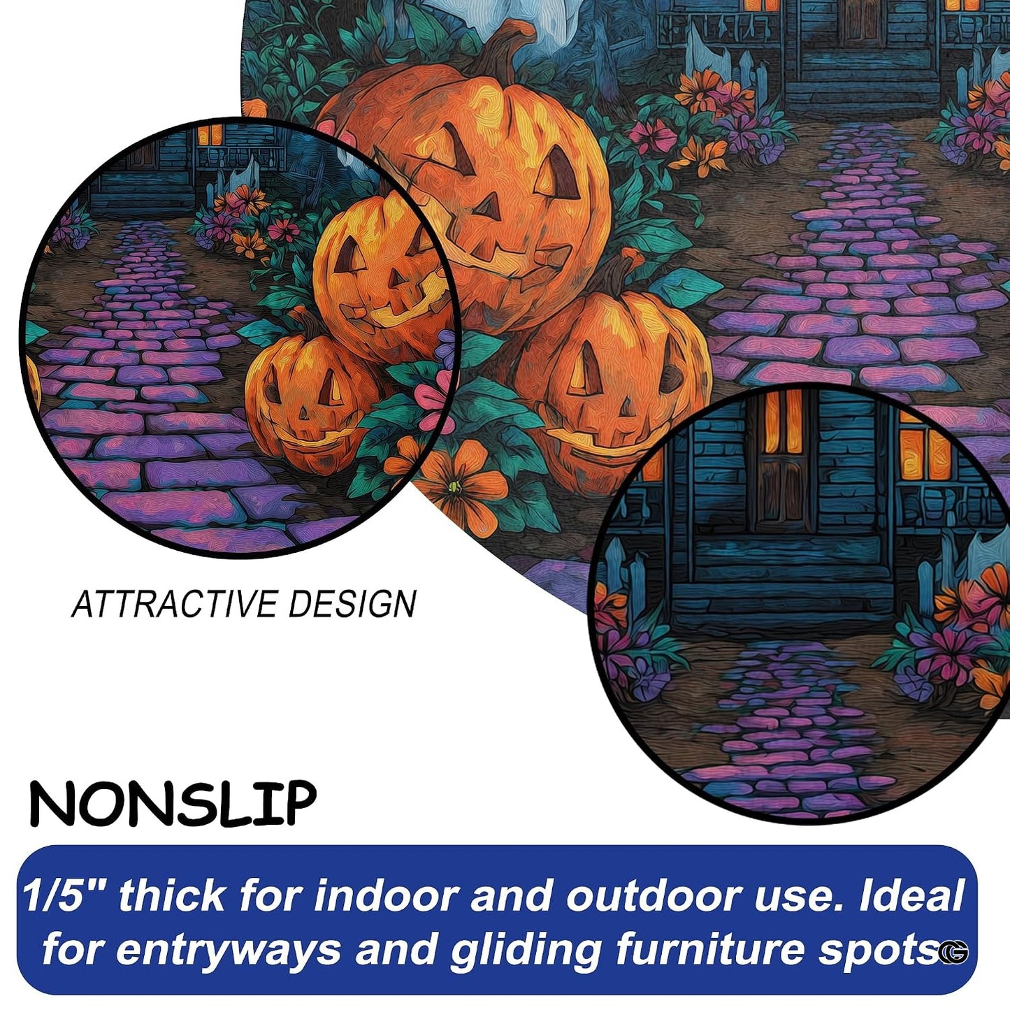 Custom Halloween 3D Optical Illusion Round Rug Skeleton Horror Area Rug (1, #2)