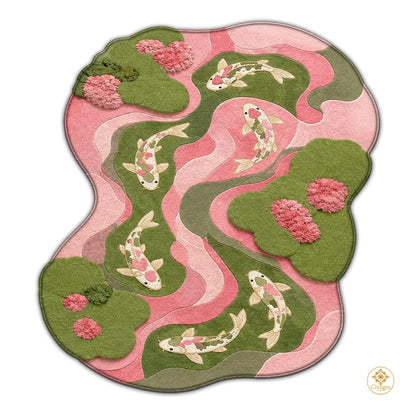 Custom Koi Fish Shaped Area Rug for Bedroom and Living Room