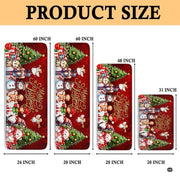 Festive Merry Christmas holiday hallway runner rug with nutcracker, snowman, and holiday friends. (Angle 2) - thumbnail image 2 of 7