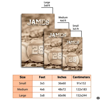 Bedroom floor mockup highlighting the sepia weathered baseballs in dirt print area rug - thumbnail image 2 of 7