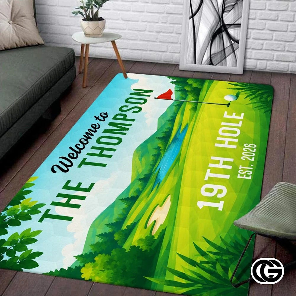 Custom Golf Area Rug with Non Slip Design and Low Pile