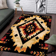 Detailed view of jagged stepped borders and feather accents on southwestern geometric area rug. - thumbnail image 5 of 7