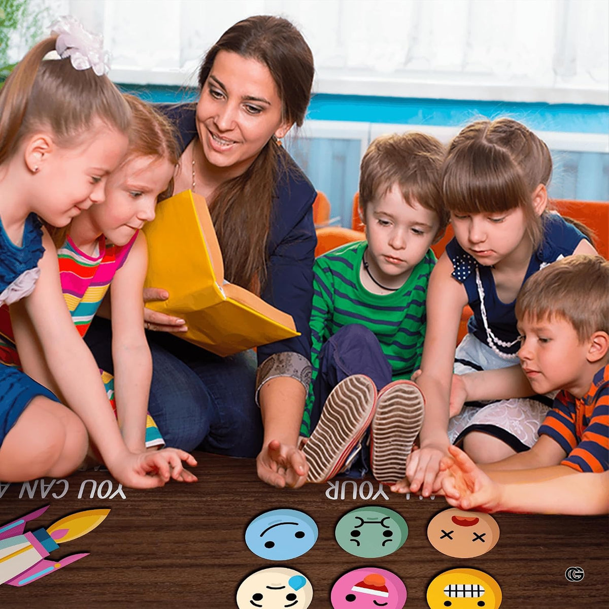 Bright classroom corner with children chairs displaying the educational learning rug - image 6 of 8