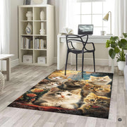 Overhead layout view of the rectangular fluffy kittens fairy tale castle moon rug - thumbnail image 5 of 5