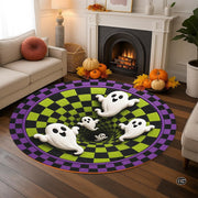 Personalized Halloween 3D Optical Illusion Ghost Round Rug (A01)