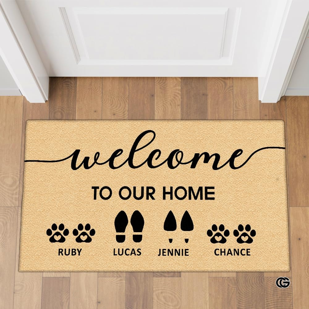Personalized Pet Dog Welcome Door Mat with Photo and Name (A03)