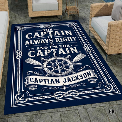 Custom Boat Rug, Personalized Welcome Aboard Mat with Boat Name, Nautical Area Rug for Deck, Entryway or Floor, Anchor Marine Decor, Boating Gift (Boat Rug 06)