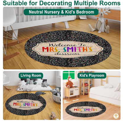 Personalized Teacher Welcome Mat with Custom Name and Crayon