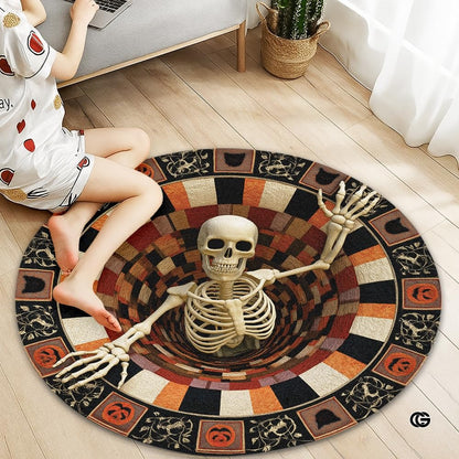 Custom Halloween 3D Effect Optical Illusion Spooky Round Rug (D9)