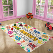 Custom Family Name Doormat with Monogram and House Address - Handprints