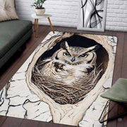 Soft low-pile microfiber surface texture on woodland owl tree hollow rug - thumbnail image 3 of 8