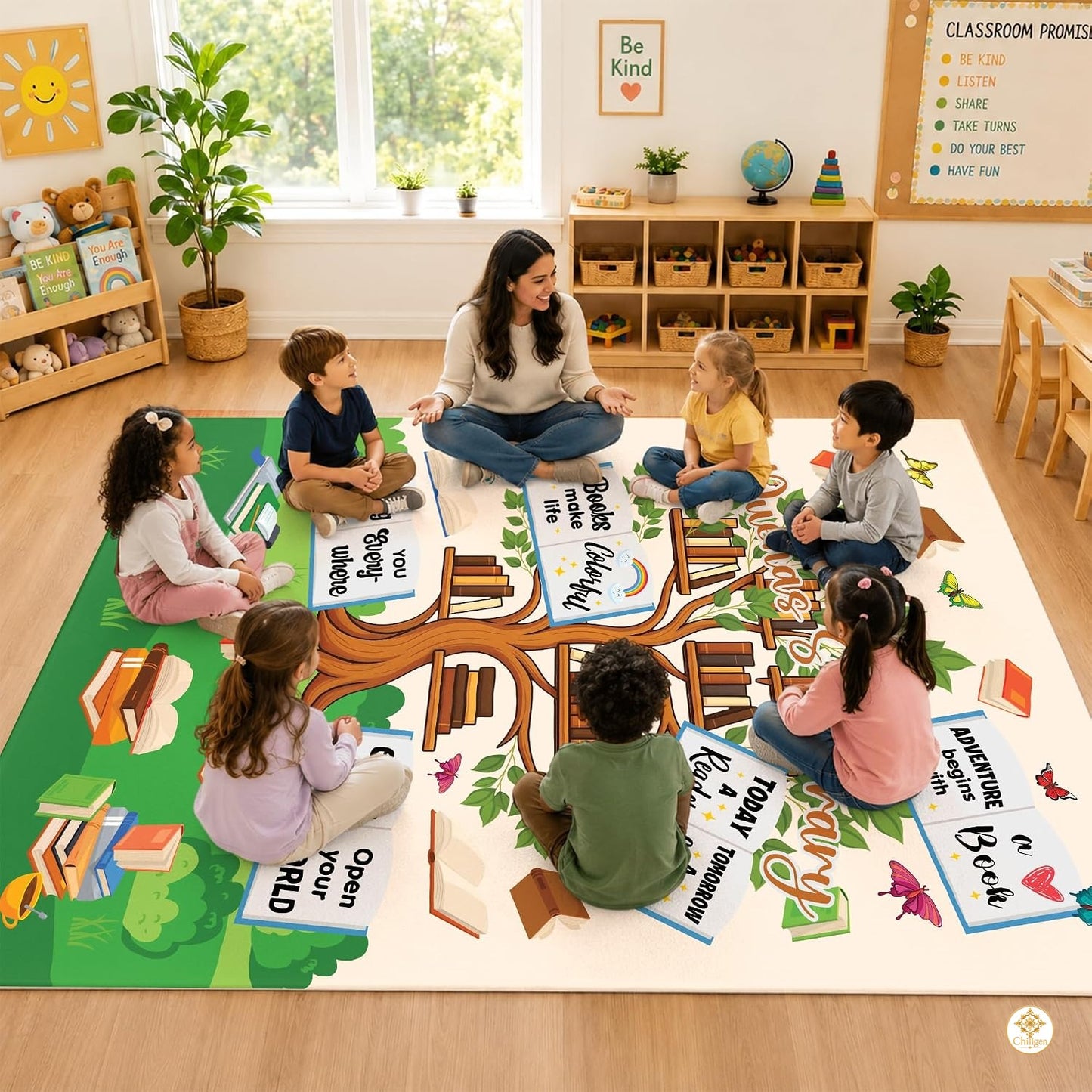 Custom Reading Tree Welcome Mat for Kids and Teachers