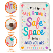 Personalized Calming Corner Rug for Classroom, Custom Teacher Name Reading Corner Rug, Emotions Feelings Carpet, Soft Fluffy Calm Corner Decor for School Reading Nook (Space to be Yourself)