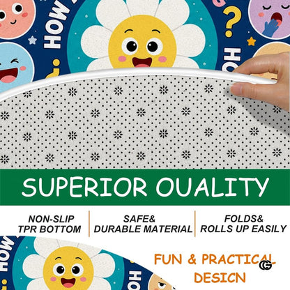 Wheel of Feelings and Emotions Round Rug, Educational Mental Health Rug for Classroom, Educational Animal Shape School Mat, Back to School Gift (Feeling 4)