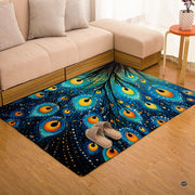 Living area styled with a decorative round peacock feather floor centerpiece. - thumbnail image 7 of 7