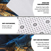 Detailed dragon horns and sharp facial crest artwork decorative accent dark steel tones on an area rug. - thumbnail image 4 of 7