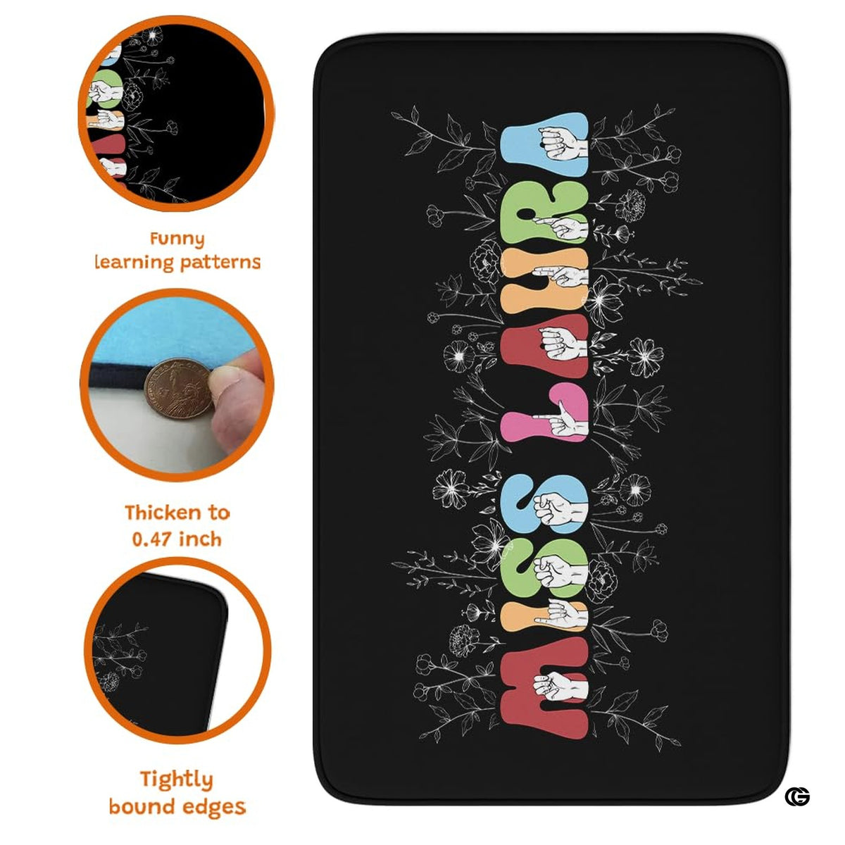 Sign language teacher area rug styled in bright educational workspace. - image 8 of 9