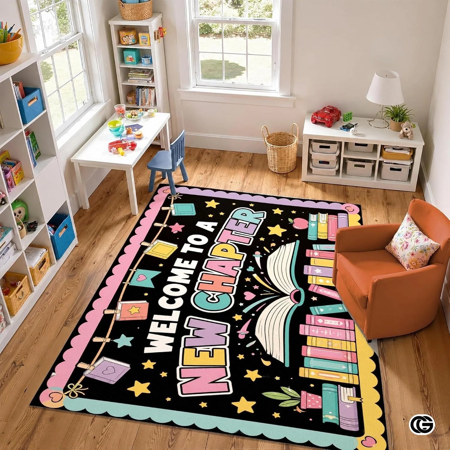 Custom A Good Day to Read Book Rug for Classroom and Library