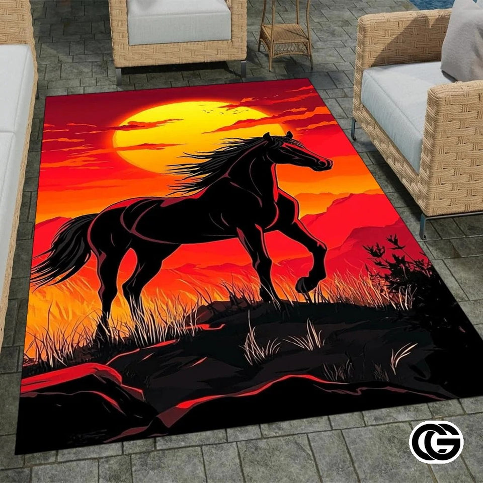Custom Running Horse Welcome Mat for Front Door and Entryway - Horse-ds16