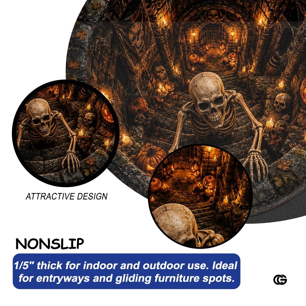 Personalized Halloween 3D Optical Illusion Ghost Round Rug (A09)