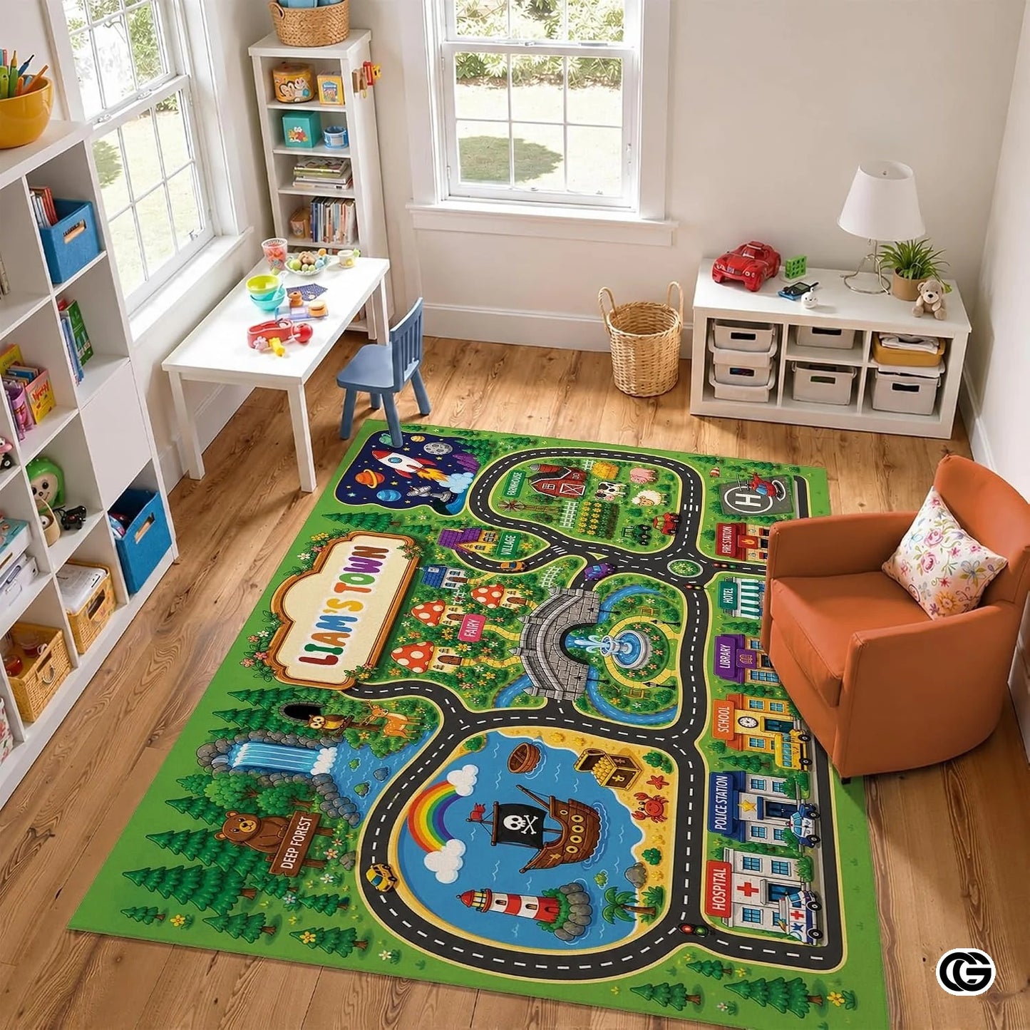 Custom Road Map Welcomemat with Kids Street and Car Play Design - Map 7