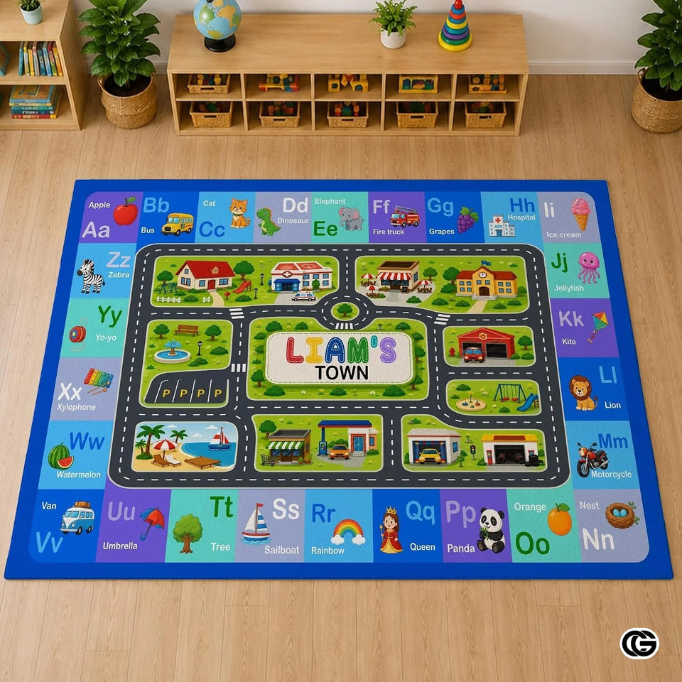 Personalized Road Map Welcome Mat with Custom Name and Streets - A5