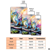 Detailed view of mythical dragon artwork with cerulean hues and glowing pink floral accents. - thumbnail image 2 of 7