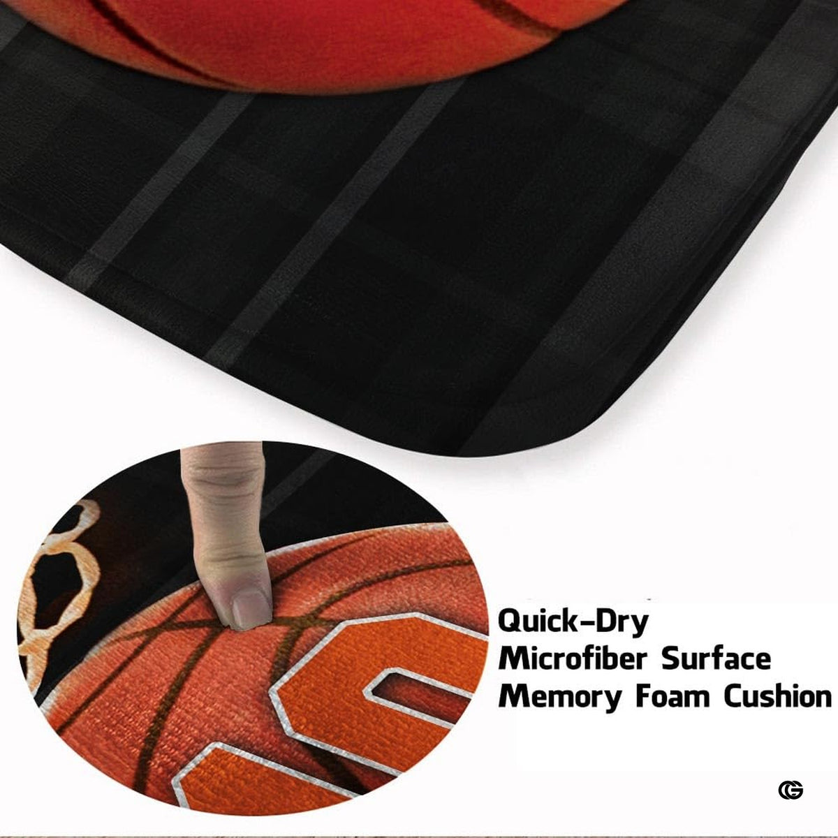 Soft low-pile microfiber surface texture on basketball hoop sports area rug - image 3 of 7