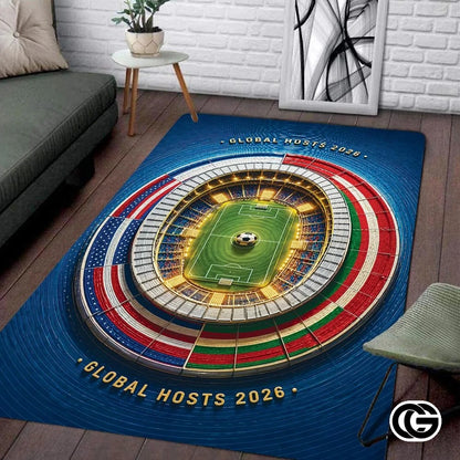 Personalized Soccer Doormat with Trophy and World Flags - D5