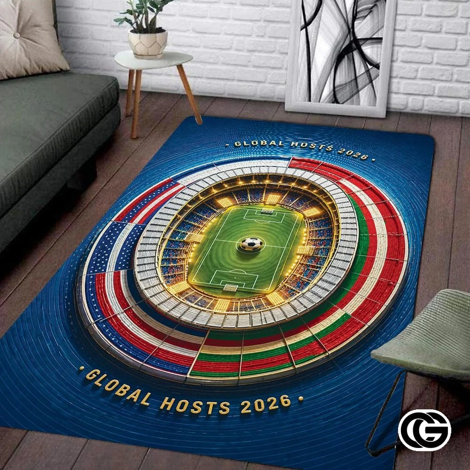 Personalized Soccer Doormat with Trophy and World Flags - D5