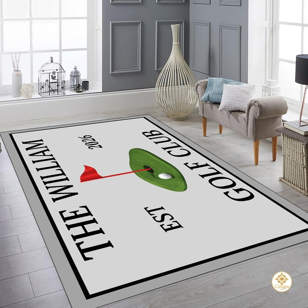 Custom Golf Area Rug with Non Slip Backing and Low Pile - Style 11