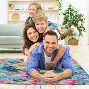 Dimensions and sizing options chart for tropical pink flamingo botanical living room area rug - thumbnail image 2 of 7