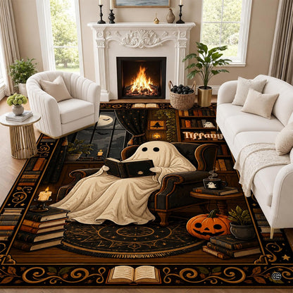 Personalized Witch Area Rug with Name - Custom Halloween Rug, Black Cat & Raven Floor Carpet, Spooky Gothic Home Decor, Non Slip Rugs (Style 12)