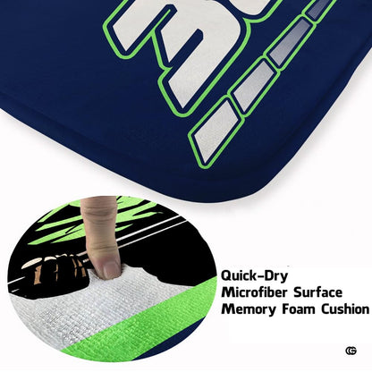 Detailed print view of sharp geometric shapes and energetic sports motion on dynamic area rugs. - thumbnail image 5 of 8