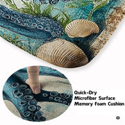 Close-up detail of kraken tentacles, suction cups, and coral artwork on vintage parchment-textured background. - thumbnail image 3 of 7