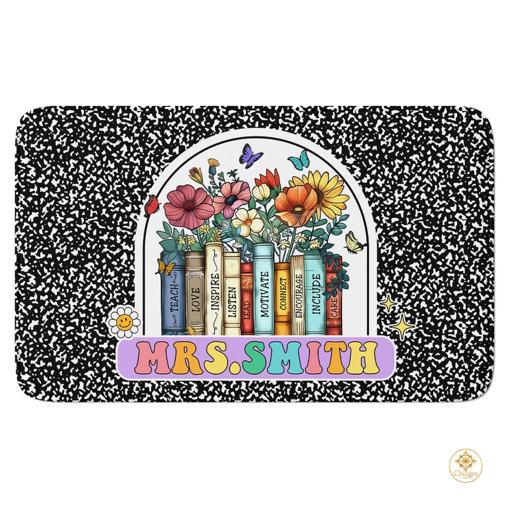 Custom Composition Notebook Rug with Floral Detail - Composition / 2' x 3' (Rectangular)