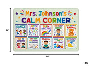 Personalized Calming Corner Rug for Classroom, Custom Teacher Name Reading Corner Rug, Emotions Feelings Carpet, Soft Fluffy Calm Corner Decor for School Reading Nook (Calming Corner)