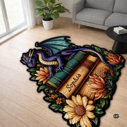 Custom Dragon Shaped Area Rug, Personalized Library Western Dragon Shaped Floor Mat Book Rug, Non-Slip Reading Room Carpet for Living Room, Bedroom, Dorm, Kids Room, Fans Lover (D3)