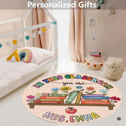 Close visual detail of daisies, wildflowers, and stacked colorful books on vintage floral classroom decor. - thumbnail image 3 of 9