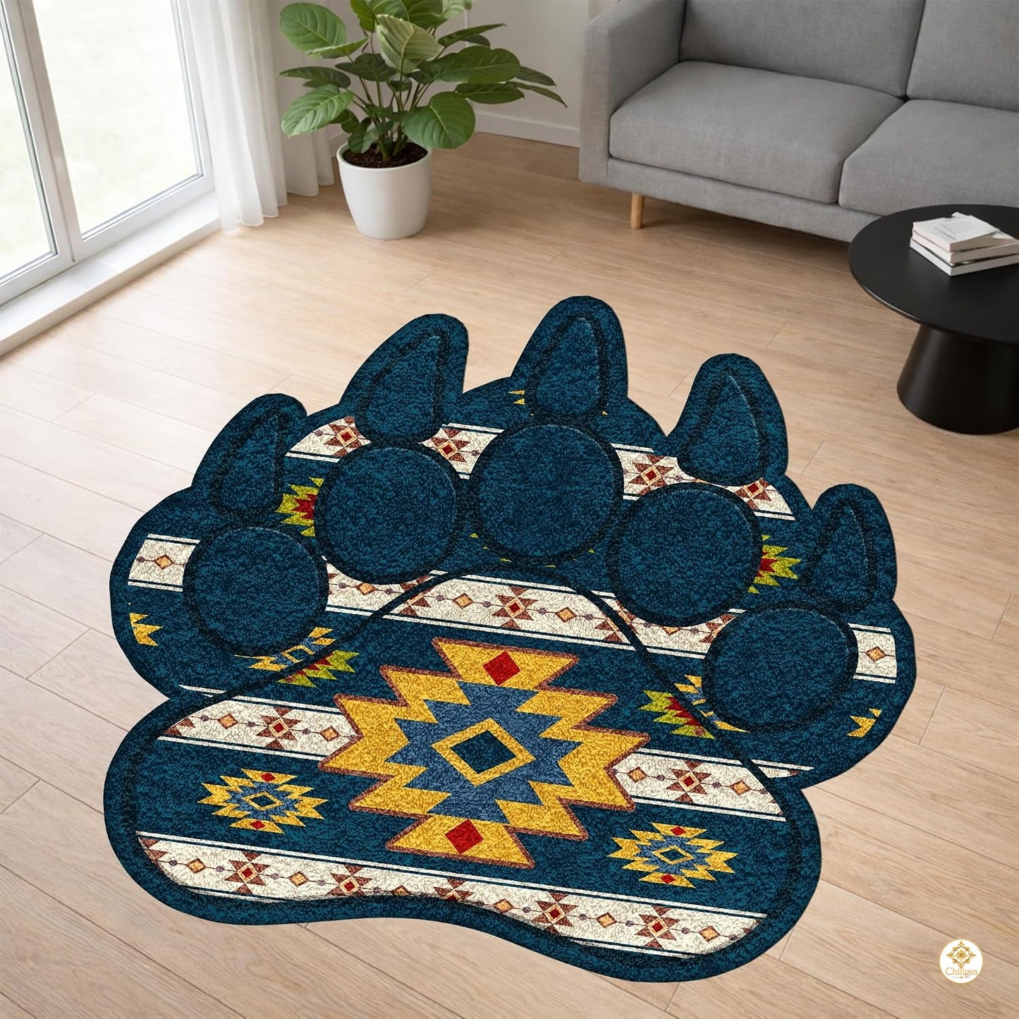 Custom Bear Paw Print Welcome Mat with Non Slip Backing