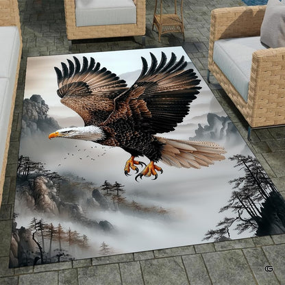 Soft low-pile microfiber surface texture on soaring bald eagle area rug - thumbnail image 3 of 7