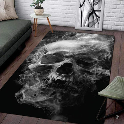 Floor layout view showing the complete monochrome composition of the smoky skull against black - thumbnail image 2 of 8