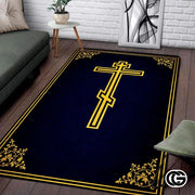 Personalized Orthodox Rug with Christian Cross and Eagle - D6