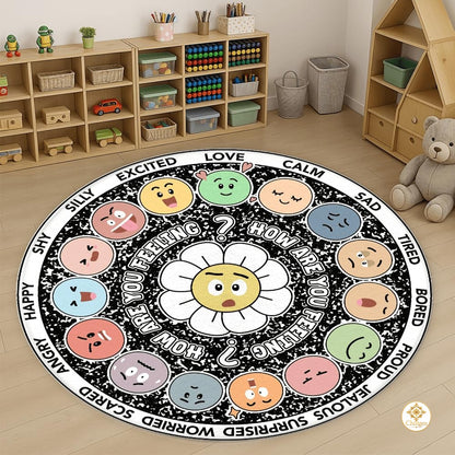 Custom Feelings Wheel Round Doormat for Classroom and Office
